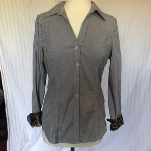 Striped, fitted essential dress shirt - white/navy